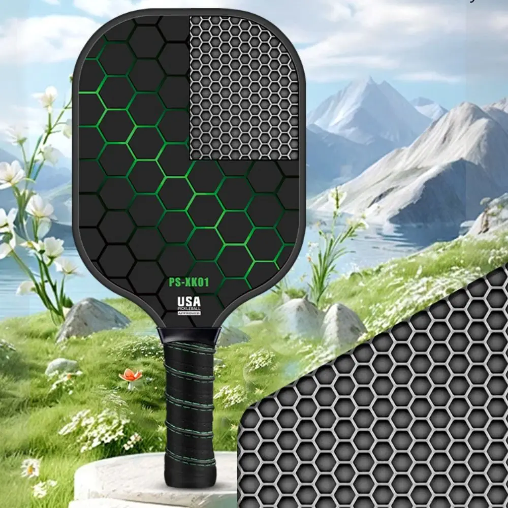 مجاديف كرة المخلل من ألياف الكربون، سطح بلوري، مضارب كرة البيسبول خفيفة الوزن، قبضة غير قابلة للانزلاق، مجداف كرة المخلل المريح #2