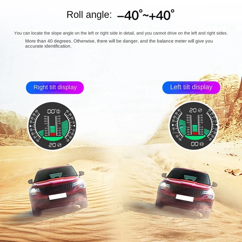 X94 Car HUD Digital Inclinometer Accessory 4X4GPS Off-Road Auto Pitch Roll Angle Smart Head Up Display Slope Meter