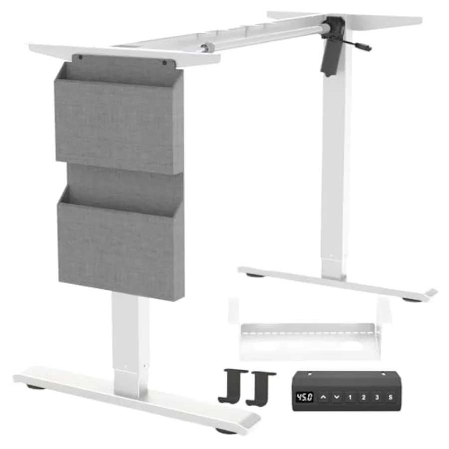 Electric Adjustable Standing Desk Frame with Cable Management Tray and Storage Bag 3 Memory Height Settings 2pcs Headphone Hook