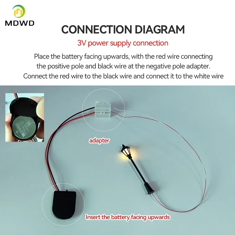 5PCS 6.7 ซม.รุ่นรถไฟ LED โคมไฟ Garden Street Light HO Scale 1:87 สําหรับ Diorama รูปแบบอาคาร