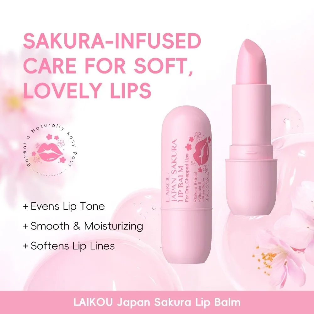 New Lasting Moisturizing Sakura Lip Balm Preventing Cracking Repairing Nourishing Lip Balm Hydrating Lip Stick Daily Lip Care