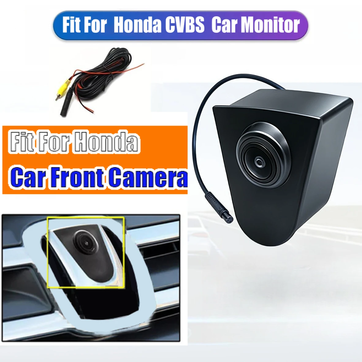 Fisheye Lens Vehicle Car Camera for Honda, Night Vision Fisheye Wide-Angle Backup Camera System, Front Logo Camera