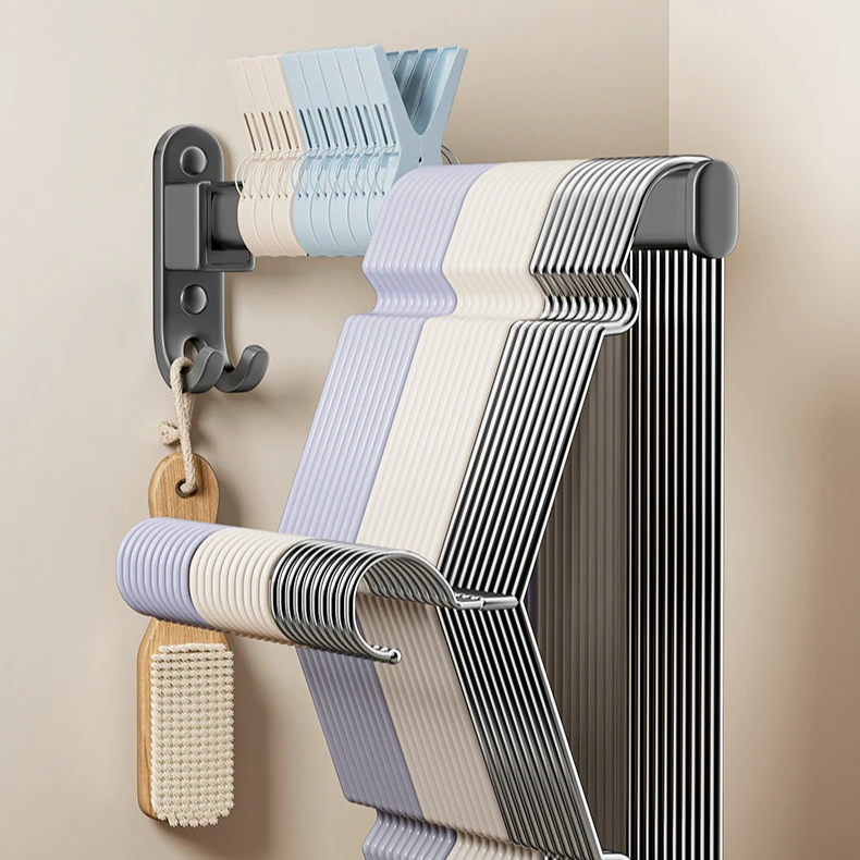 

Wall Mounted Bathroom Towel Rack Kitchen Shelf Hanger Rotatable Towel Holder Space Saving Towel Bars Household