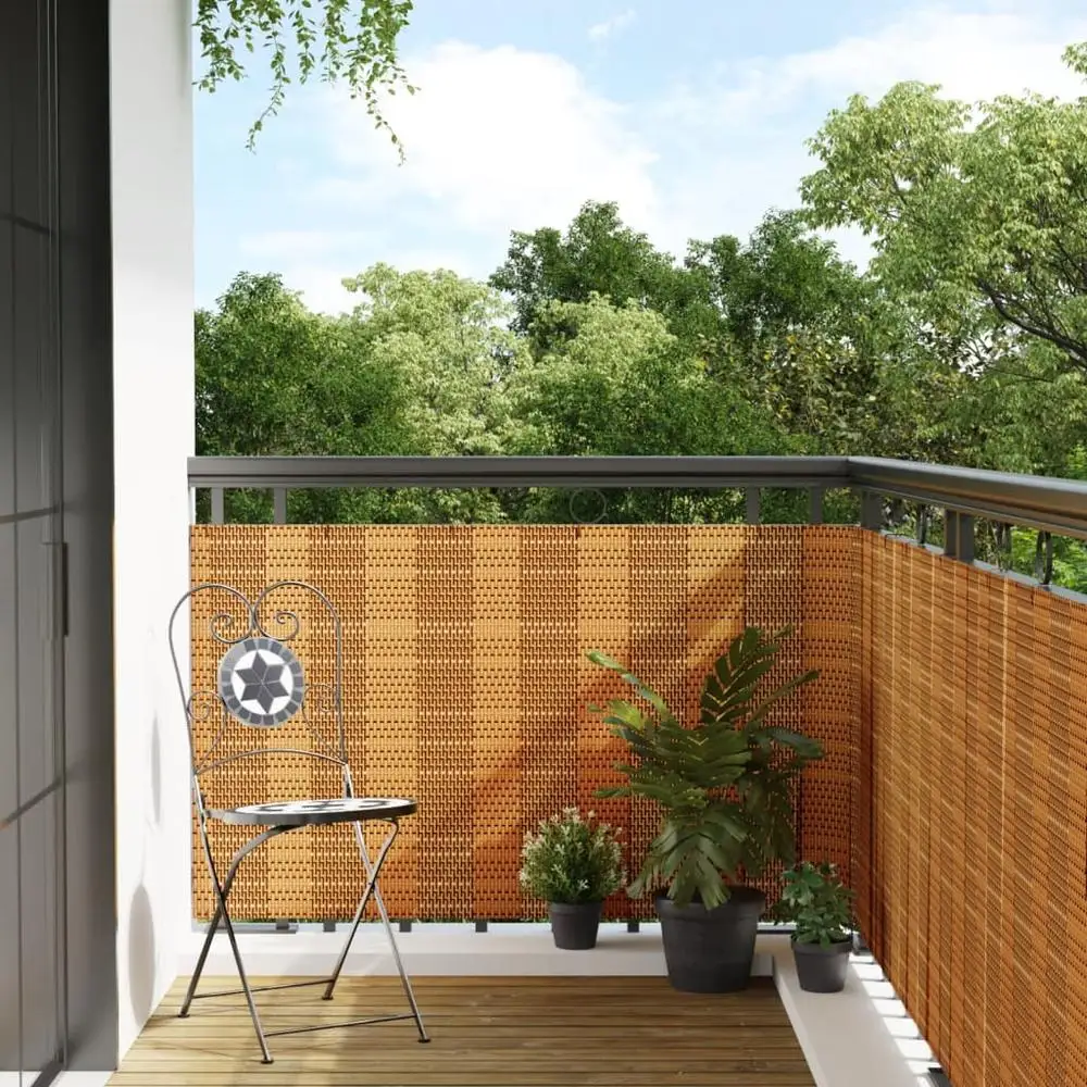Paravent de balcon en polyrotin brun clair abordable, 400x80 cm, pour la maison
