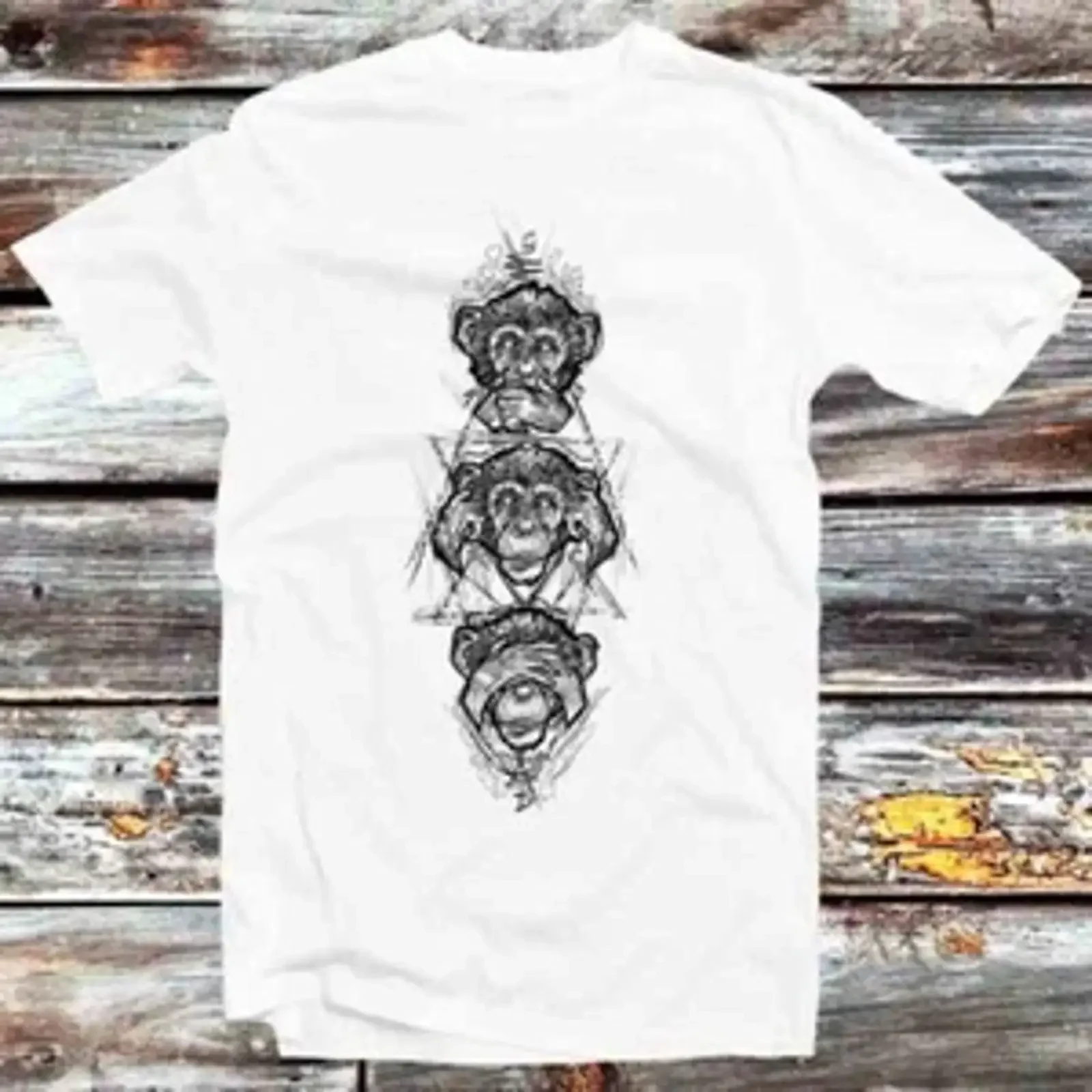 Three Wise Monkeys Drei Affen Nichts Sehen Horen Sagen T Shirt B917 vintage Washed Breathable Versatile graphic Stylish