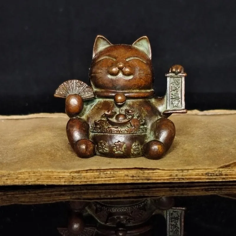 -style Fortune Ornament Home Office Counter Decoration, Cute Cat for Opening Ceremony and Antique Collection