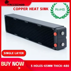 FREEZEMOD Computer PC Water Cooler Copper Radiator Double Layers 65MM Thick Copper Fins G1/4 ROHS Certification.TSRP-HP65-480