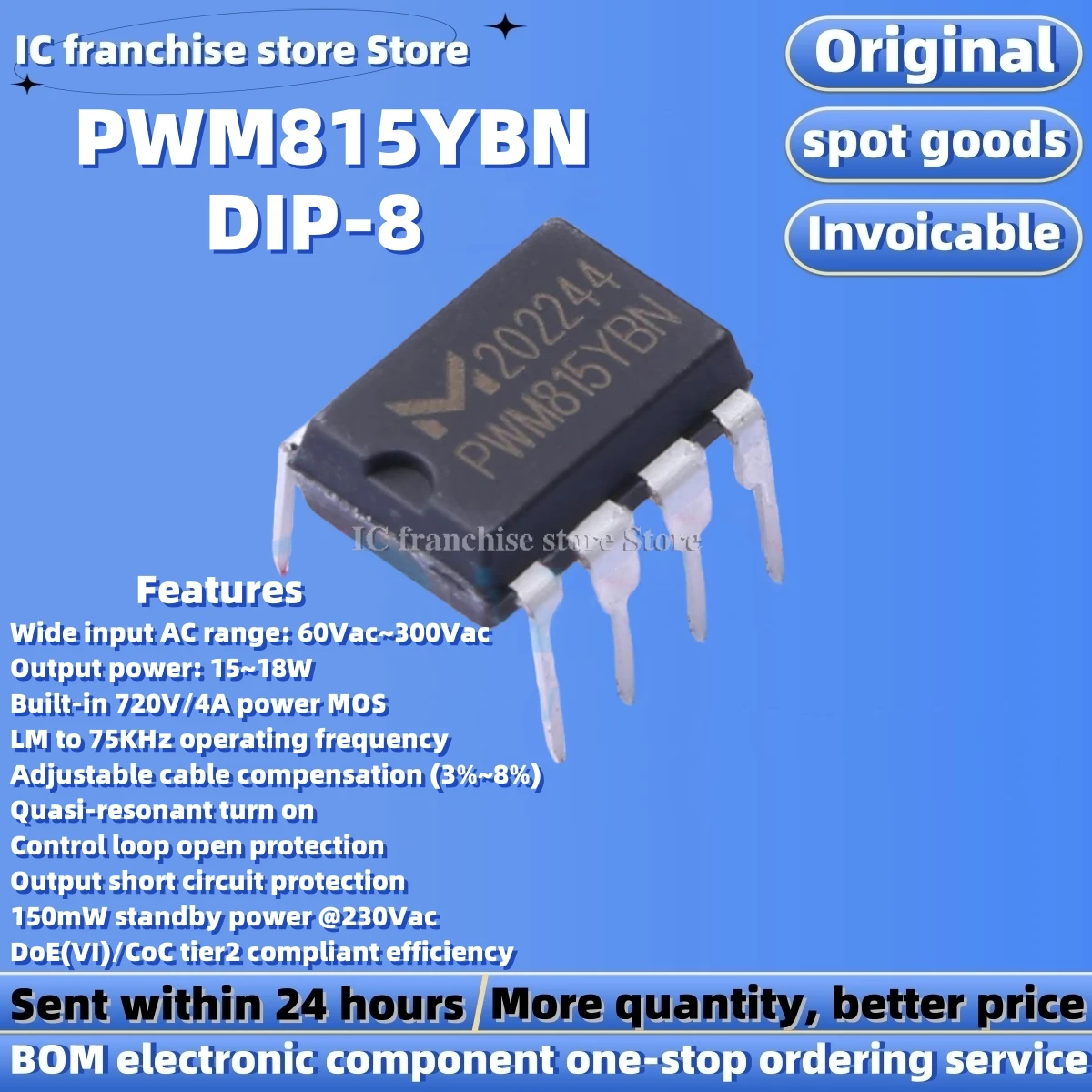 5PCS-50PCS/LOT PWM815YBN DIP-8 Voltage reference chip 100% Brand new original