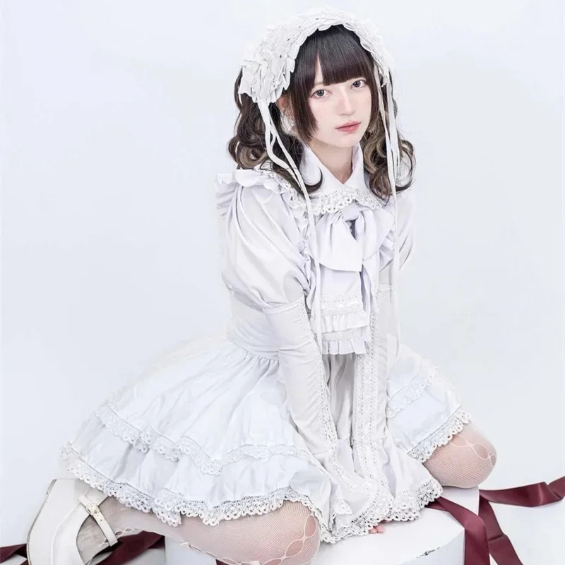 原宿系ゴシックエレガントロリータ長袖シャツ レディース サブカル Y2K ハイウエスト チェーン付きスカート 春 2025