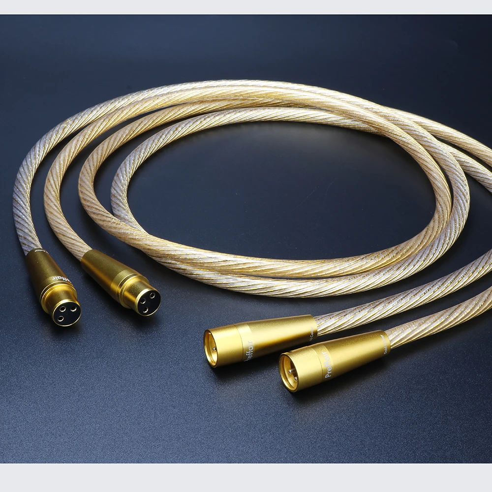 Gouden XLR-kabel 8N OCC verzilverd RCA verguld referentie-audiokabel met RCA XLR-stekker voor versterker/mixer - afbeelding 1