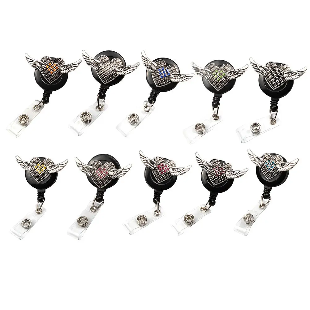 

Белый выдвижной держатель для бейджа в форме крыла с вращающимся зажимом для офиса, медсестер, студентов, деловых встреч, ключей