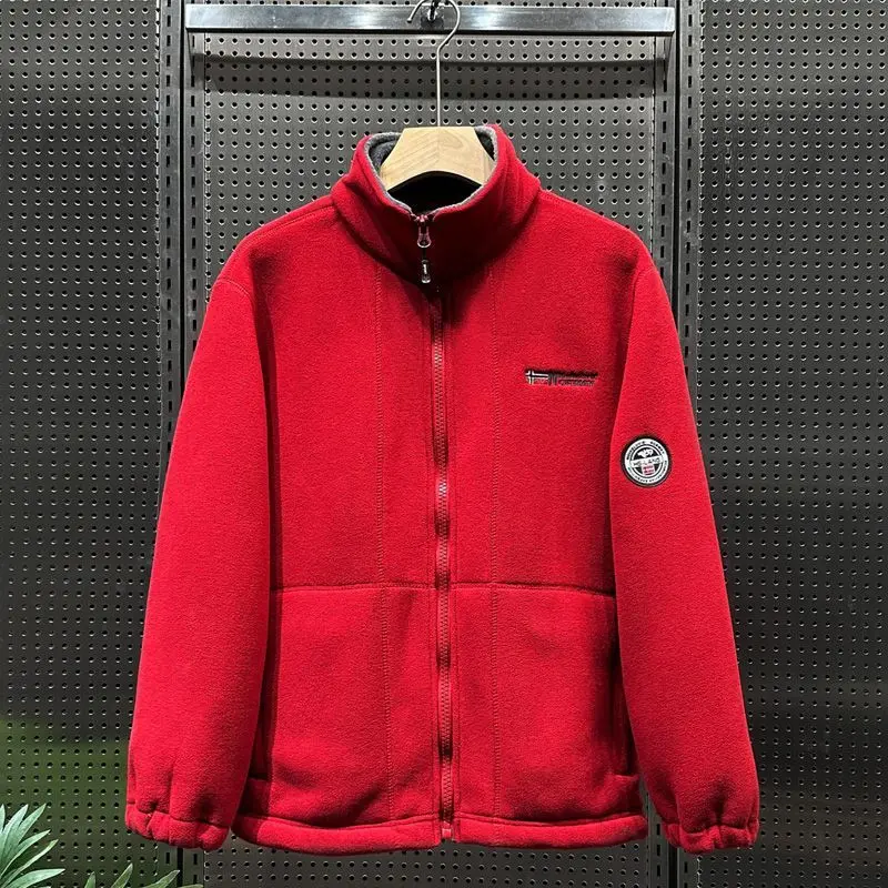 

Thiened Fce Lined Double Layer Cotton Jaet Stand Collar Multi ket Winter Warm Outerwear Youth Faion Long Sve Z...