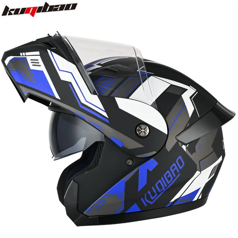 

KUQIBAO Motorcycle Helmet Flip Up Waterproof Longer Endurance Double Scratch Proof Anti Fog Visors Casco Moto full face helmet