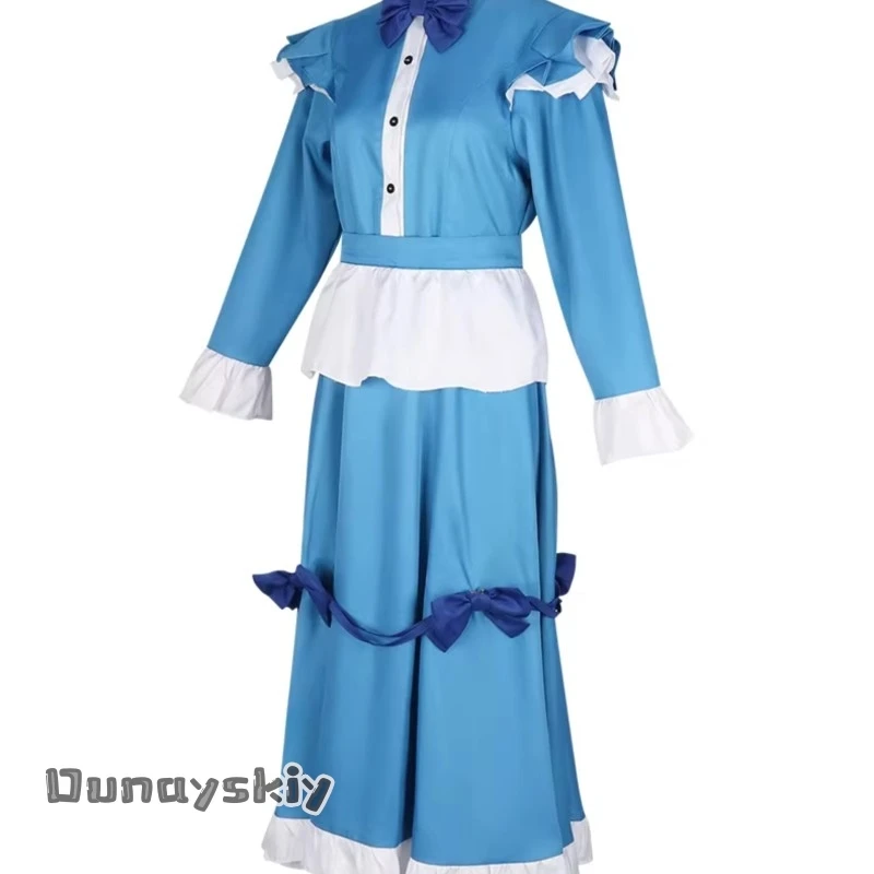Hemera*/Poppy Game Cosplay Costume Dress Game Poppy Cos Playtime Red Hair Girl Women Blue Maid Dress Lolita Halloween Dress view 2