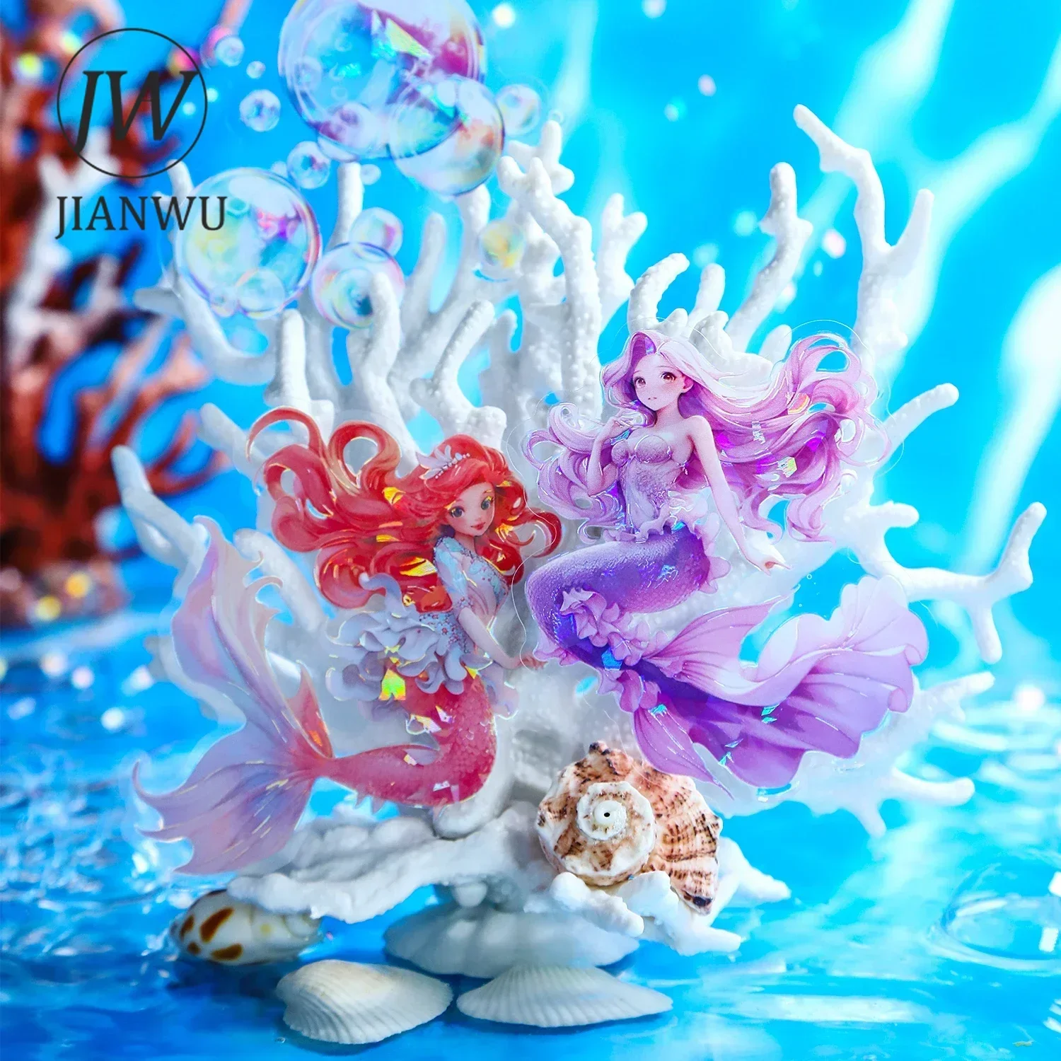 JIANWU Bubble Mermaid Series Kawaii Character Landscaping Material Collage PET Sticker Creative DIY Journal Stationery