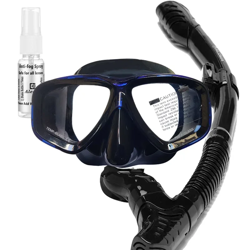 Adult Customized Myopia Snorkel Dive Mask Set for Adults with Anti-Fog Spray ,Dry Top Snorkel, Adjustable Strap Free Breathing