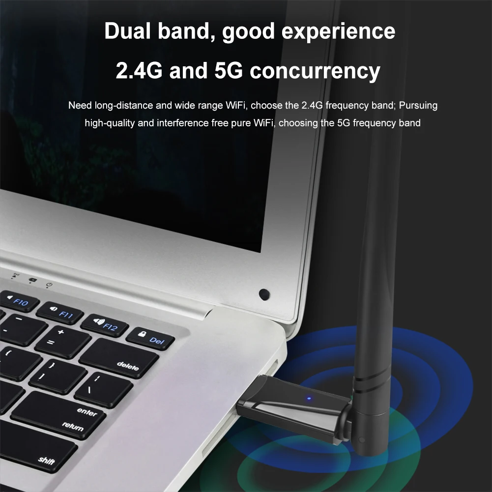 USB-адаптер Wi-Fi 6, 900 Мбит/с, двухдиапазонный драйвер беспроводного приемника 2,4G и 5 ГГц, бесплатный USB-ключ, приемник, антенна 5 дБи для Win 10/11