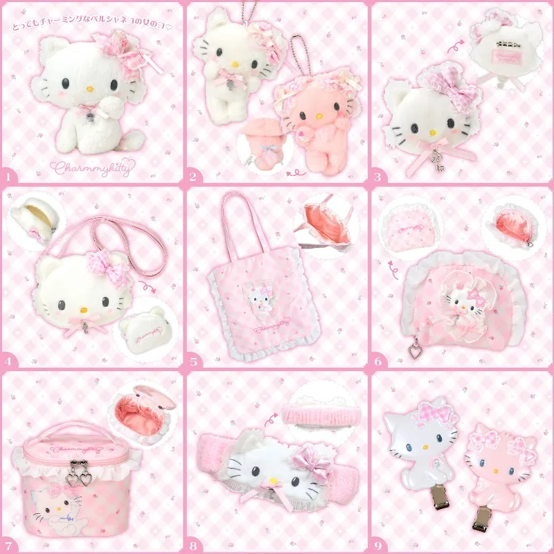

Japanese Sanrio CharmmyKitty Birthday Series Bag Pendant Tote Bag Doll Keychain Phone Chain Sticker Tote Bag Anime Plush Toys