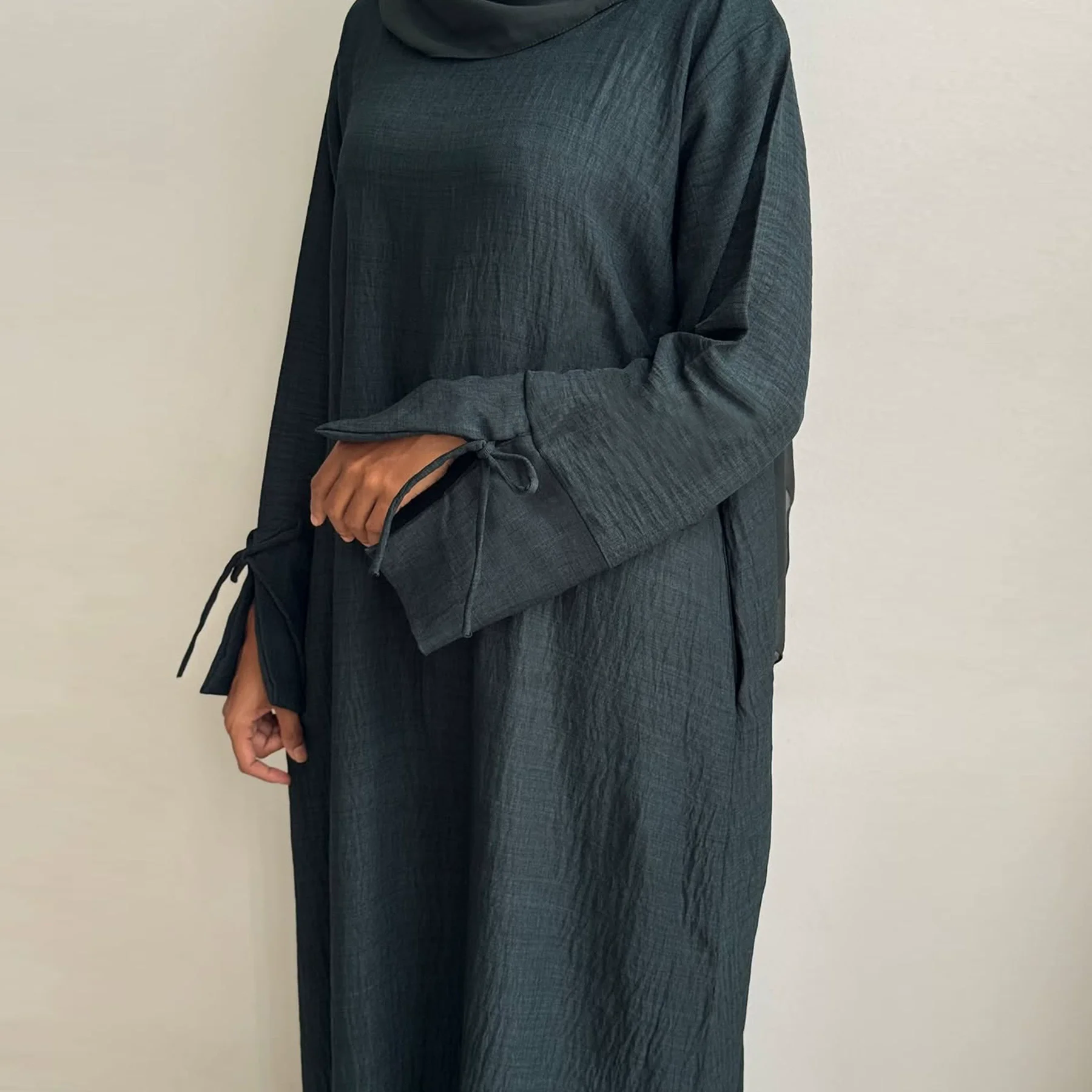 Abaya dubaï robe de soirée robe musulmane col rond diamant femmes robe de tempérament élégant pour les femmes turquie Islam vêtements robes