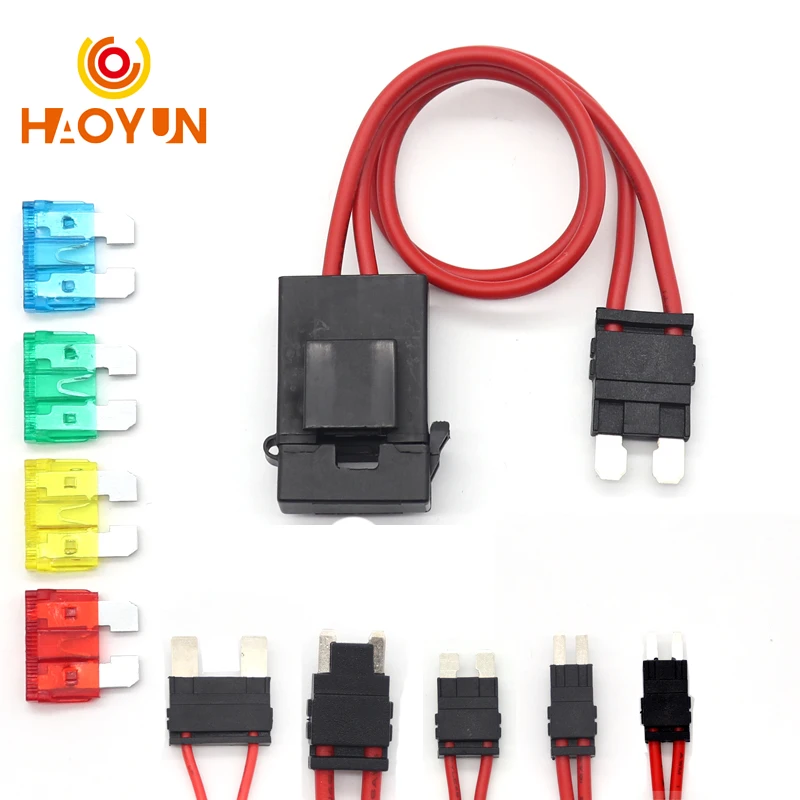 【1PCS】32V ACC Small Medium Size Mini Micro2 Size Car Fuse Holder 16AWG Non-Destructive Fuse Box ATM Blade Fuse Extension Cord