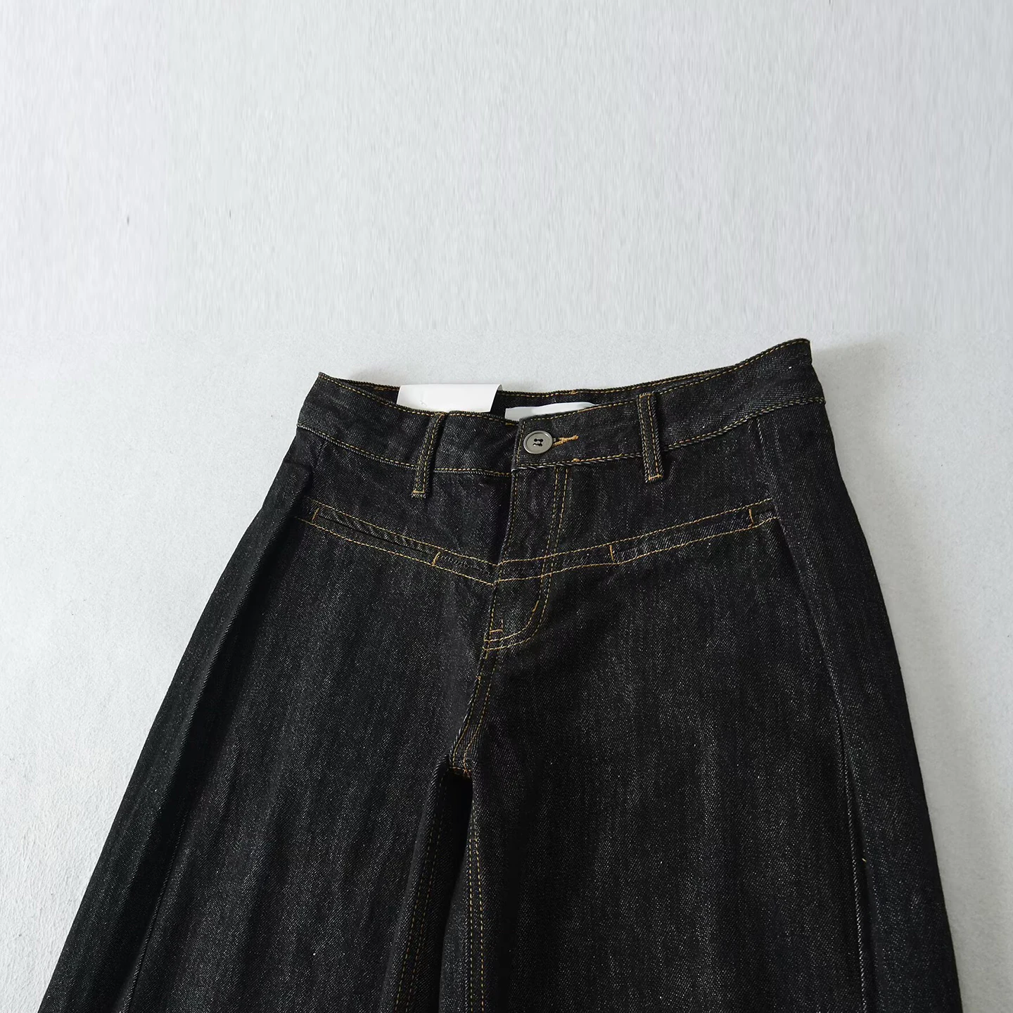 منخفضة الخصر اللون الأصلي الموز السراويل العمل مطوي الدنيم عادية Sle المرأة Faion الخريف جديد وصول الجينز السراويل الطويلة