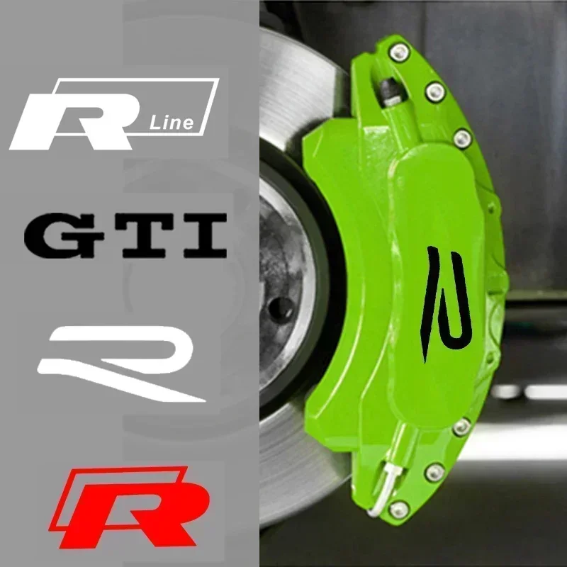 4pcs Car Caliper Sticker Tire Brake Cover Waterproof Film Body Decals for Volkswagen VW New R R Line GTI Badge GOLF JETTA PASSAT