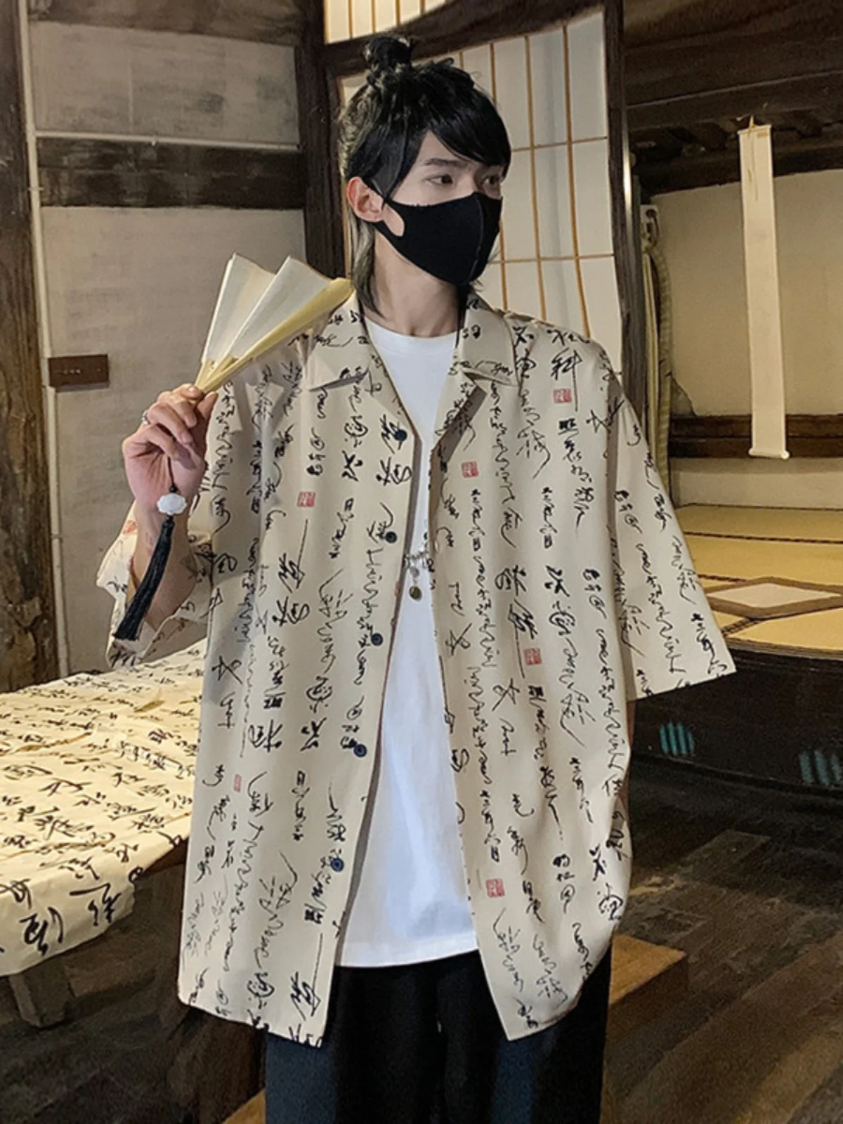 

Новая мужская рубашка в китайском дзен-стиле с кубинским воротником, модный дизайн, весна-лето, повседневная, свободного кроя