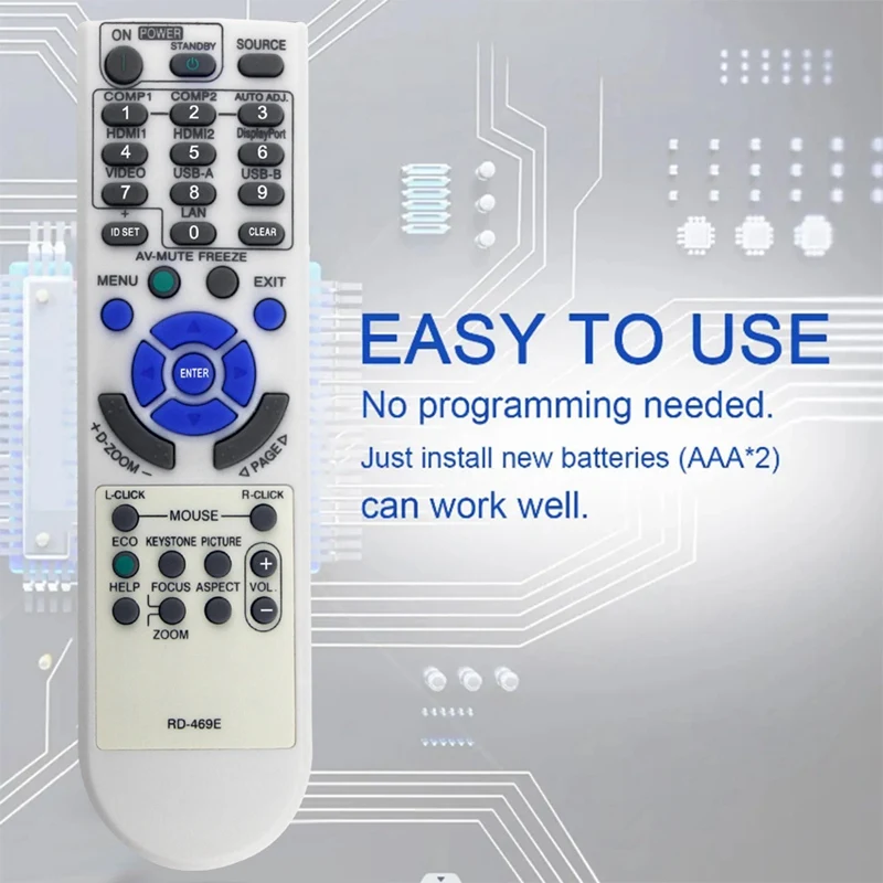 Mando a distancia de repuesto para proyector NEC VE303X, VE303, V302X, V332W, V302H, RD-469E, NP-V332W, NP-UM361X, NP-V302X, NP-UM351W