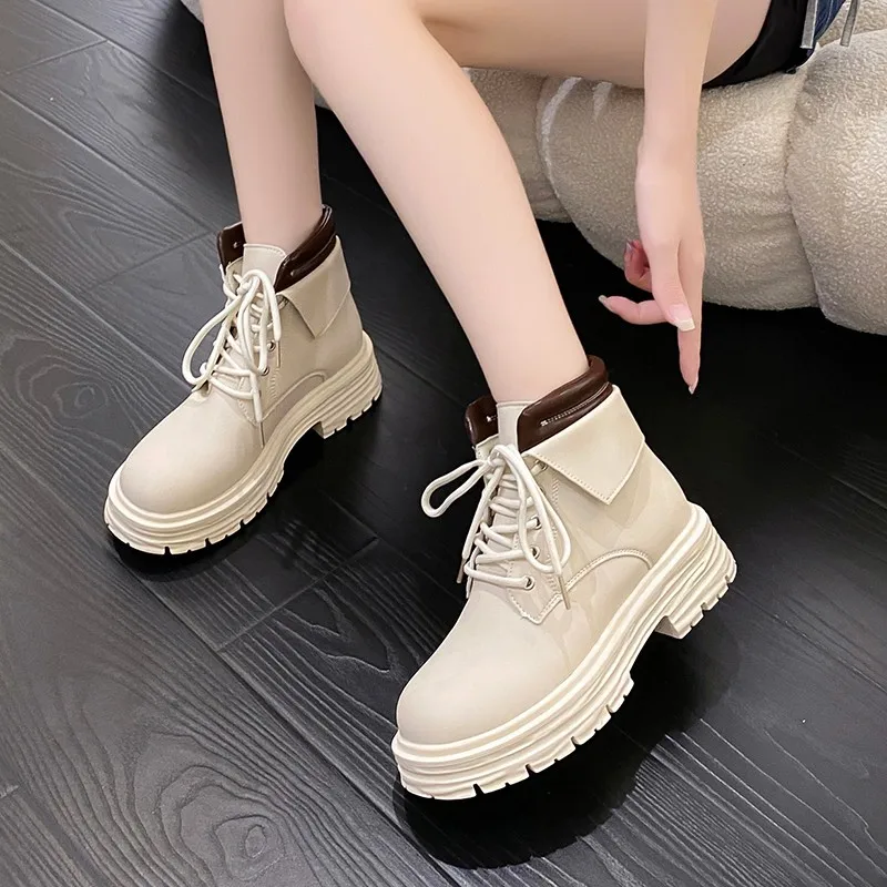 

Women White Ankle Boots Motorcycle Boots Female Autumn Winter Shoes Woman Punk Botas Mujer 2022 Spring