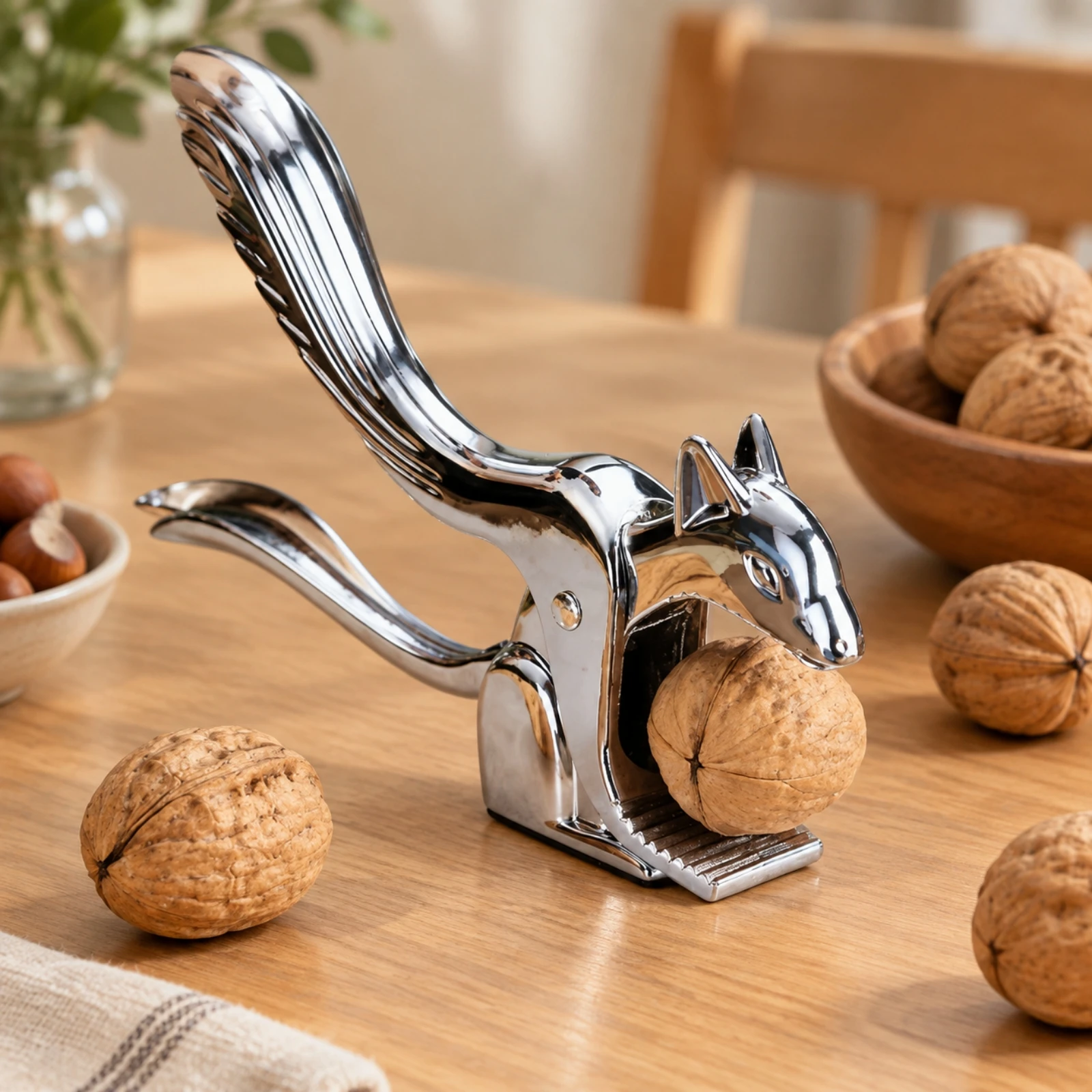 Squirrel-Shaped Nutcracker Long-Lasting Stainless Steel Nutcracker Lever Nut Nut Opener Easy to Clean Kitchen Tool Versatile