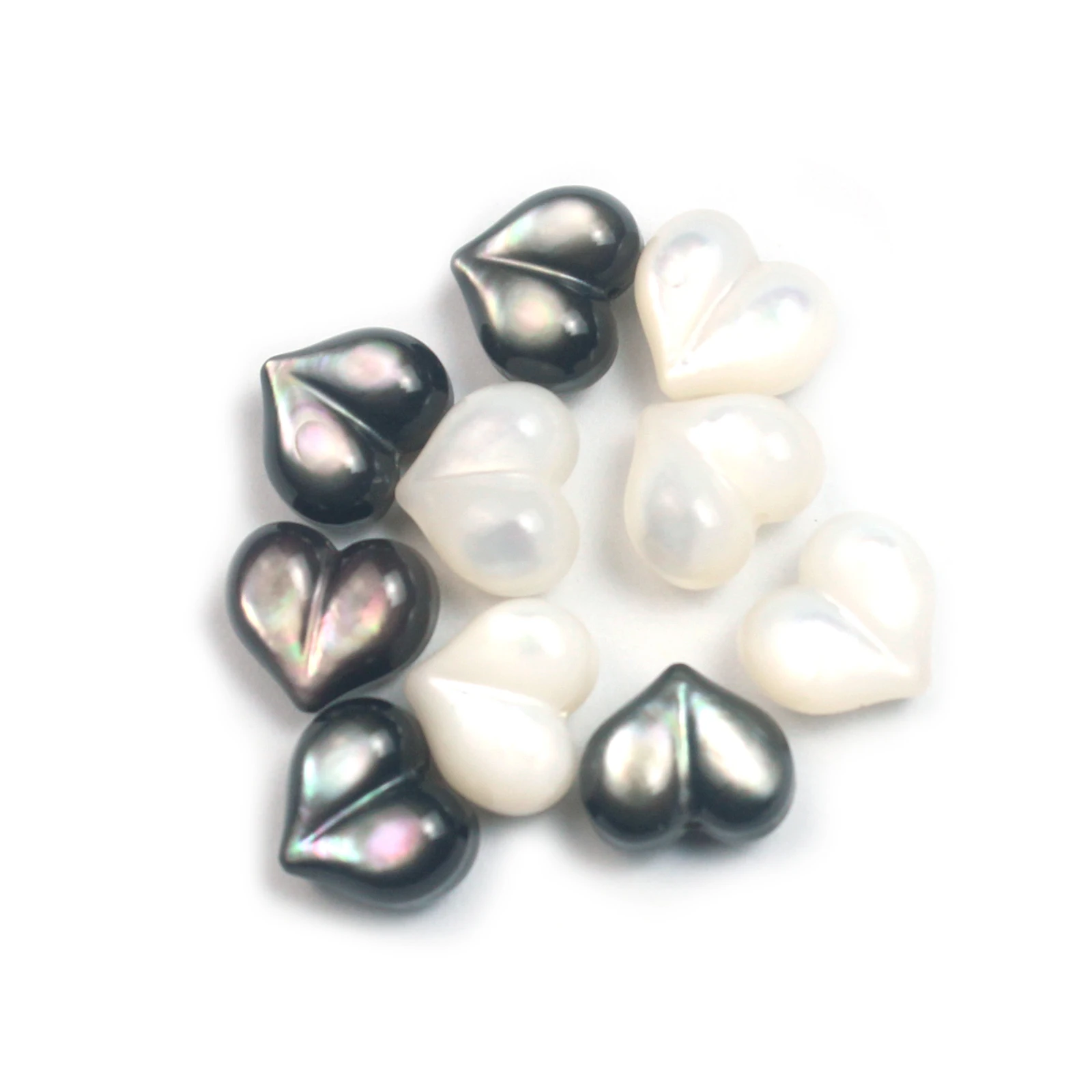 1 Pc Natural Black and White Trochus Shell Carved Peach Heart Shape Bead for Jewelry Making DIY Bracelet Necklace Accessories view 4