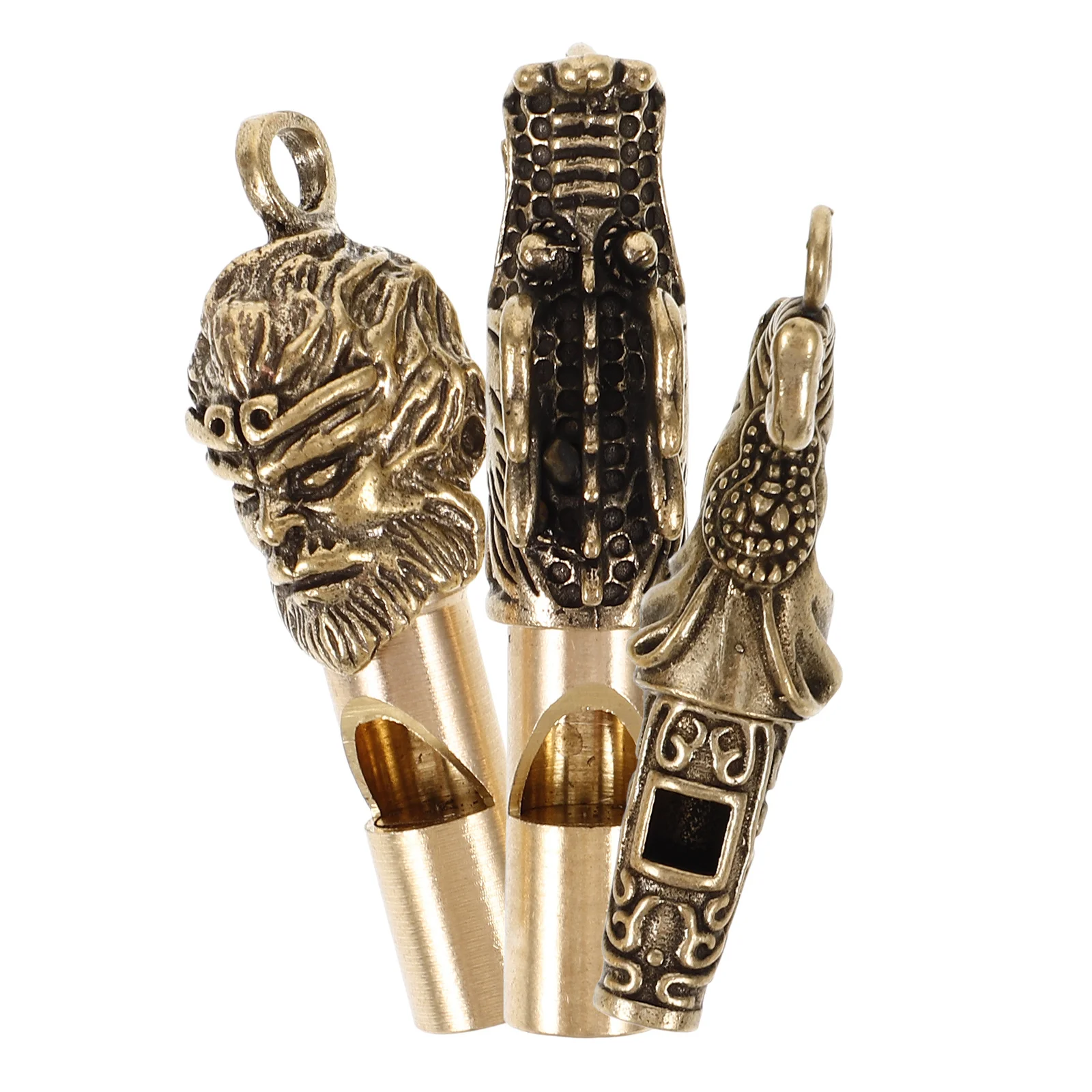 3 قطعة سلسلة المفاتيح النحاسية على شكل إبداعي تصميم صغير رائعتين بصوت عال هش متعدد الاستخدام الرياضة في الهواء الطلق في حالات الطوارئ