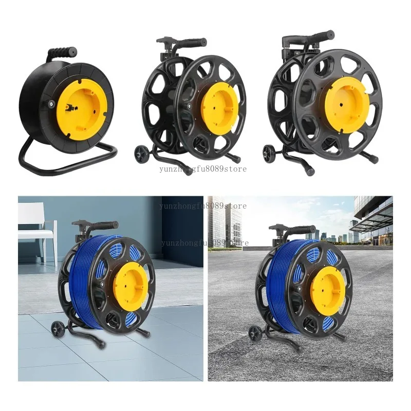 Empty Cable Reel, Heavy-Duty Cord Holder with Handle and Wheels for Yard, Travel Trailer, Yacht, Lawnmower