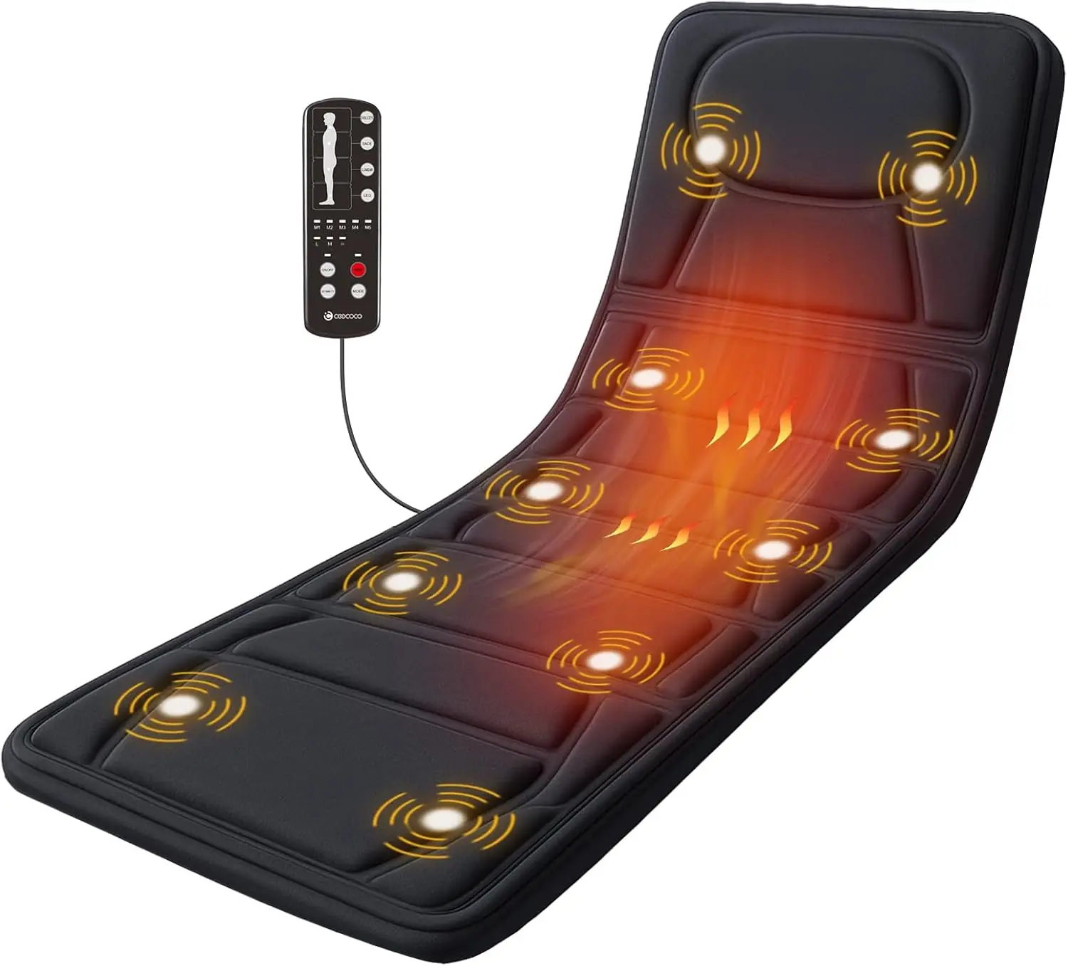 

Массажный коврик для всего тела с подогревом, 10 вибромоторов, для снятия боли в спине, шее и плечах