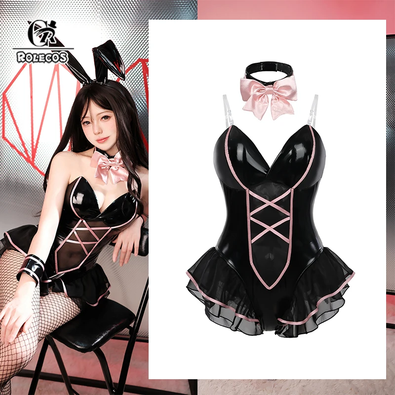 

ROLECOS Sakurajima Mai Bunny Suit Original Women Sexy Halloween Costume Black Pink Bunny Girl Costume Party Jumpsuit