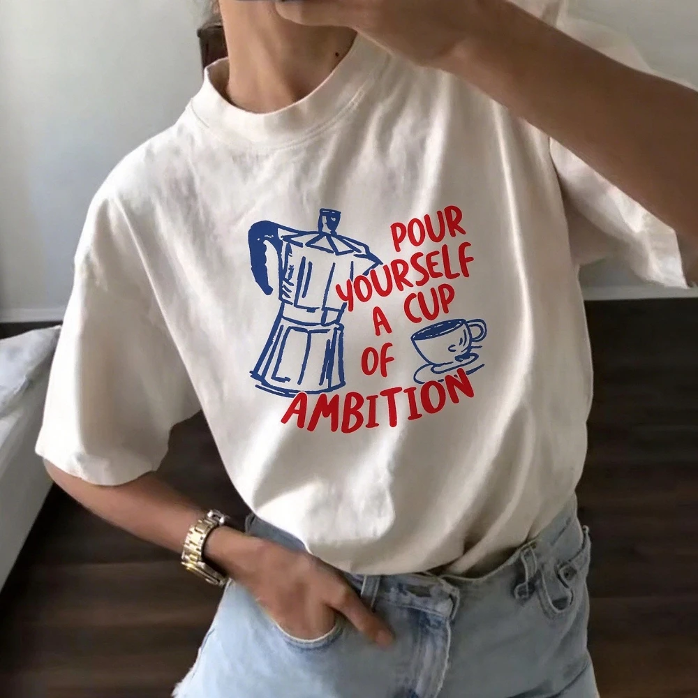 Vintage Country Music T-Shirt Moka Pot Graphic Tees Barista Shirt Unisex Trendy Loose Cotton Women Top Coffee Lover T Shirt