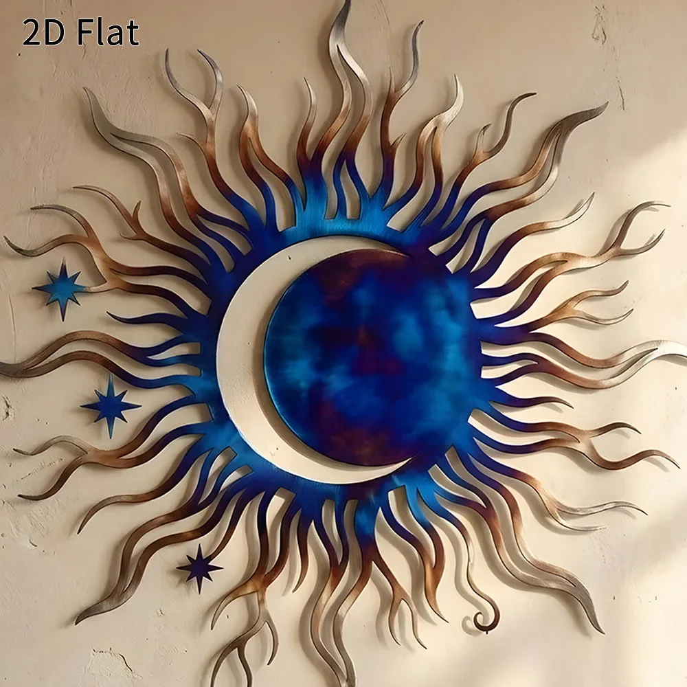 CIFBUY Sun Moon Metal Wall Art Iron Celestial Sign Decor for Home Living Room Bedroom Patio Modern Rustic Accent Decoration