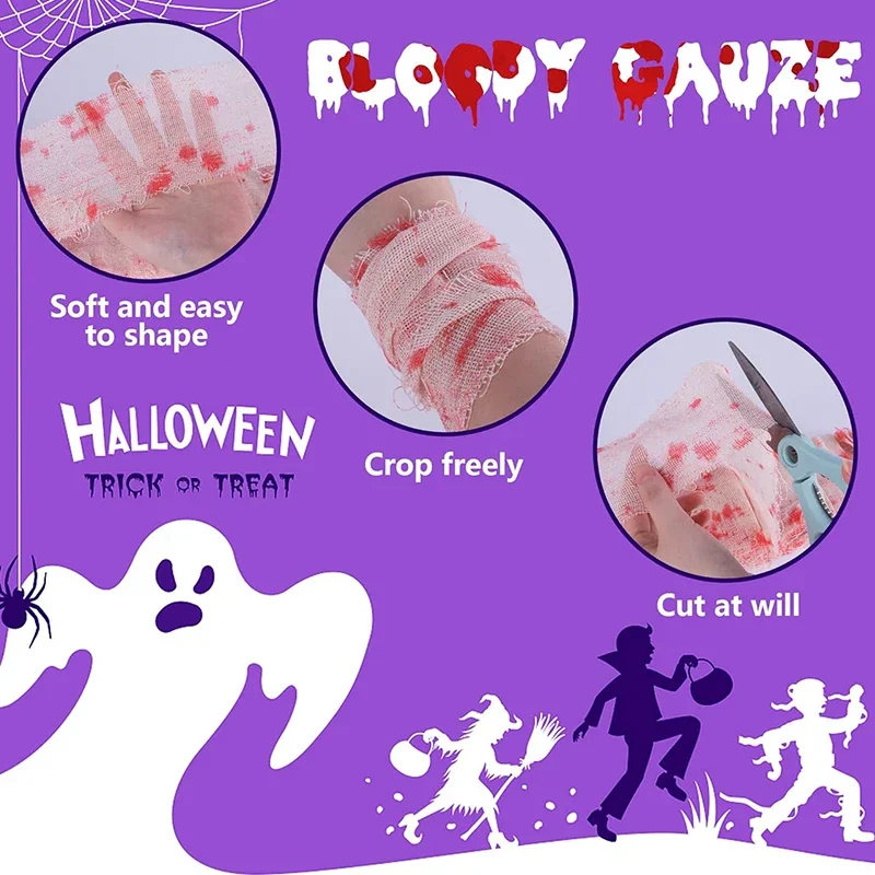 Halloween Bloody Horror Blood-stained Gauze Bandage Haunted House Party Blood Stained Decorations Venue Decoration Props