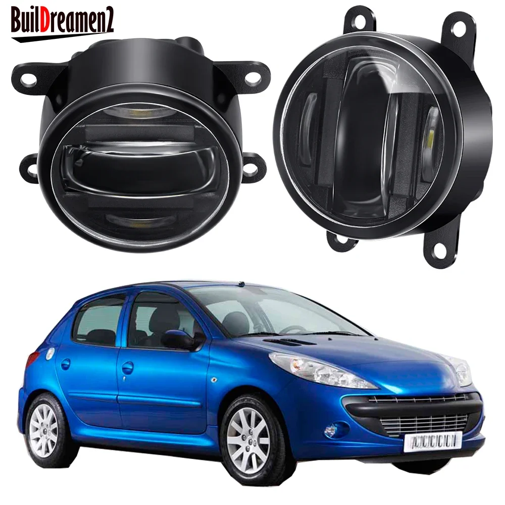 2IN1 Function LED Fog Light + DRL Aluminum Car Front Fog Daytime Running Lamp For Peugeot 206 206+ T3E 2009 2010 2011 2012