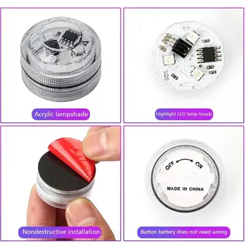 無線黏貼式LED汽車內裝氣氛燈遙控裝飾車頂腳部氣氛燈附電池彩色 8 最佳銷售 帶電池的汽車內裝燈 - №1