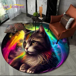 3D Persian Cat,Cute Calico Cat,Ragdoll Cartoon Round Carpet Rug for Living Room Bedroom Kid Playroom Decor,Pet Area Rug Non-slip