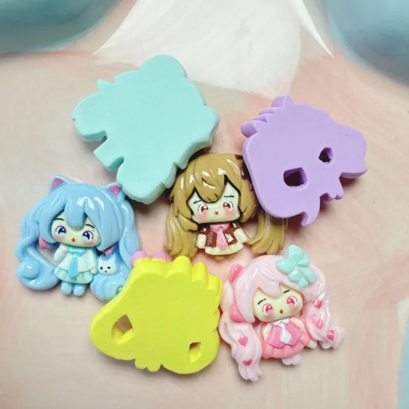 Cartoon Anime Hatsune Miku Resin Patch Handmade DIY Phone Case Keychain Cute girl Hairclip KeyChain Charms Accessories Materials