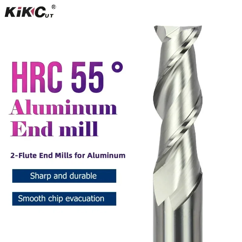 HRC55° Aluminum End Mill 2 Flute  Keyway  High-Gloss Aluminum Alloy Milling Cutter Tungsten Steel  Special For Aluminum