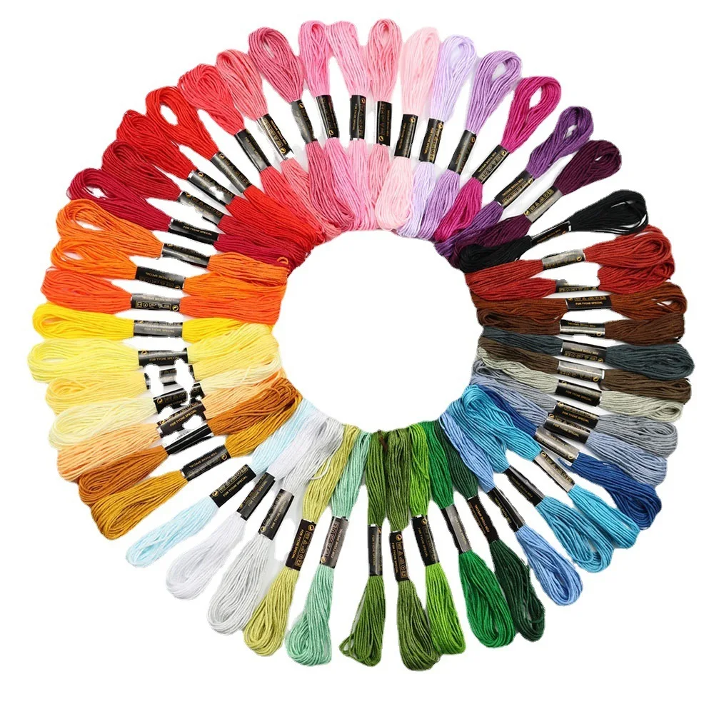 Fixed 50 color cross stitch thread. Terylene cotton embroidery thread. 8 meters per piece. Hand-made DIY embroidery wiring.