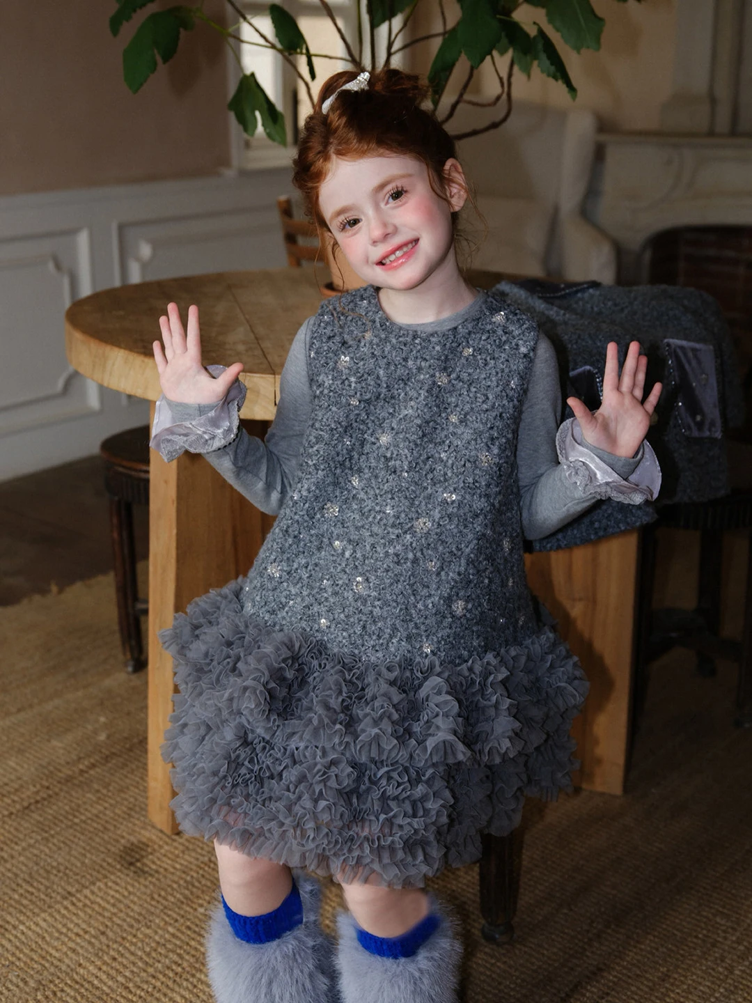 Toddler Girl Tulle Party Dress - Dziewczęca, błyszcząca sukienka imprezowa z cekinami,