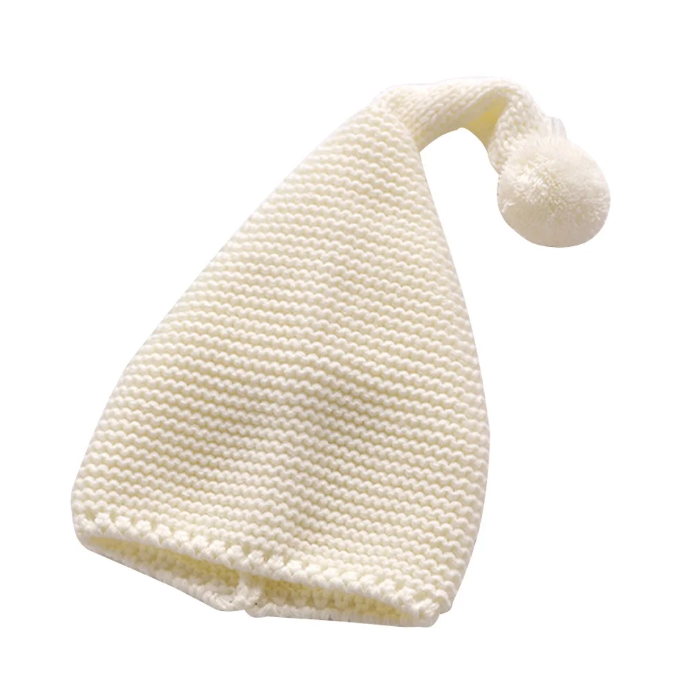 

White Knit Cap Christmas Santa Hat for Kids Warm Soft Comfortable Stitching Adorable Winter Accessory