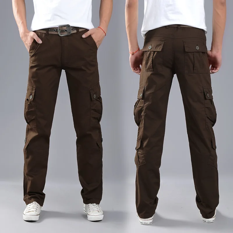 Pantalones casuales con múltiples bolsillos para hombre, chándal táctico militar, pantalones Cargo al aire libre para senderismo, sudadera de Trekking, pantalones de algodón para hombre