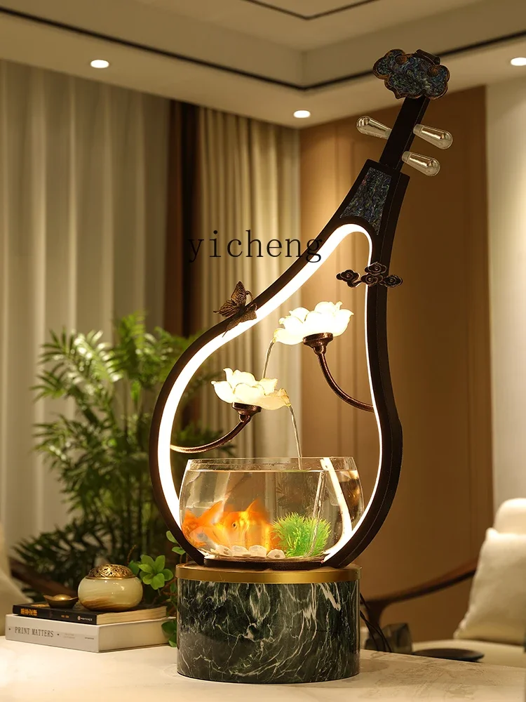 ZK Creative Fish Tank Flowing Water Ornaments Circulating Waterscape Living Room Desktop Modern Light Luxury Home Ornament