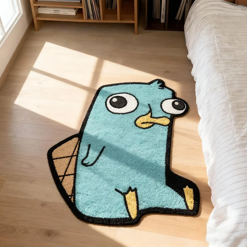 Kreativer Cartoon-Charakter Unregelmäßiger Teppich Trendiger Spaßiger Schlafzimmer-Bettvorleger Bodenmatte Teppich für Wohnzimmer Waschbare Plüsch-Bodenmatte