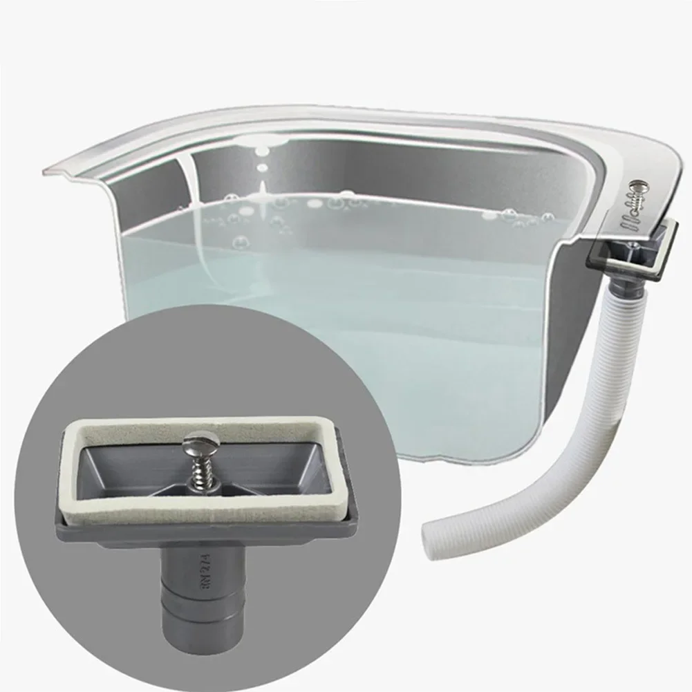 Upward Rectangle Overflow Pipe Head for Kitchen Sink Drain Set Gray PP PVC Material Compatible with Standard Basin Drainers